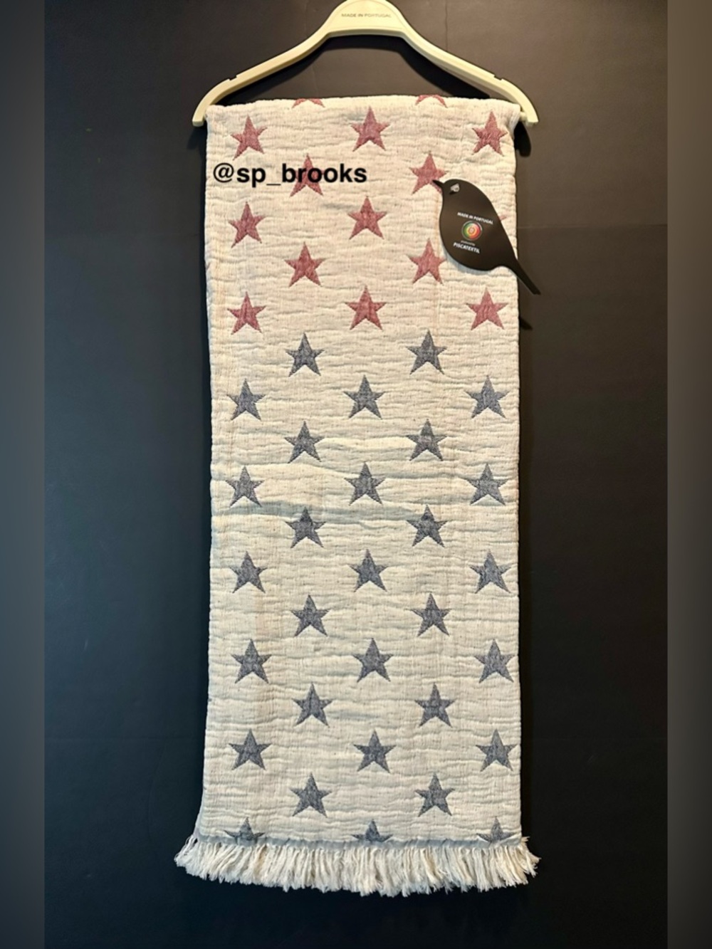 🎁Piscatextil Americana Throw Blanket - Cotton Red and Blue Stars Blanket